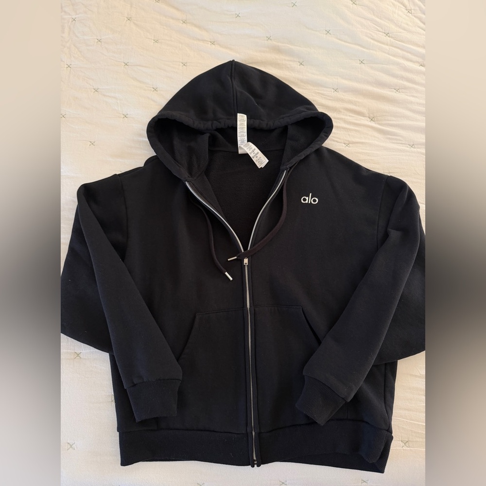 ALO Accolade Full Zip Hoodie | Unisex | Black | Small | Like New